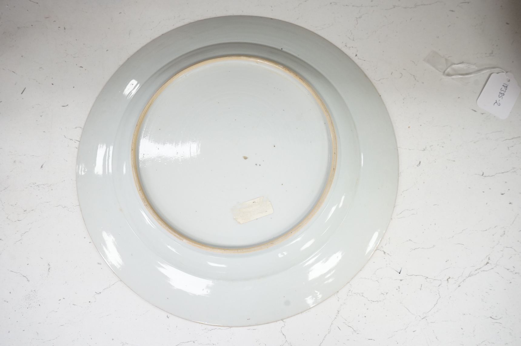 An 18th century Chinese blue and white export dish, 35cm diameter
